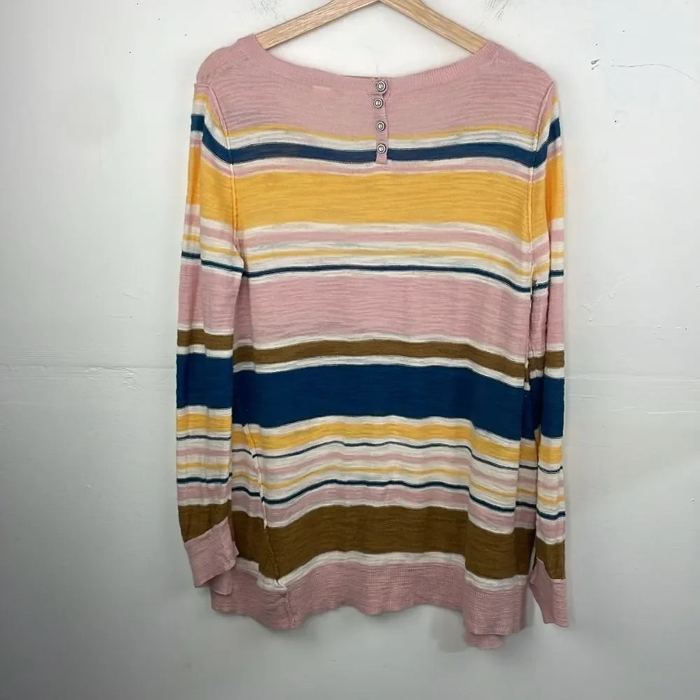 Moth Anthropologie Pink Striped Sweater pullover Lightweight size Medium